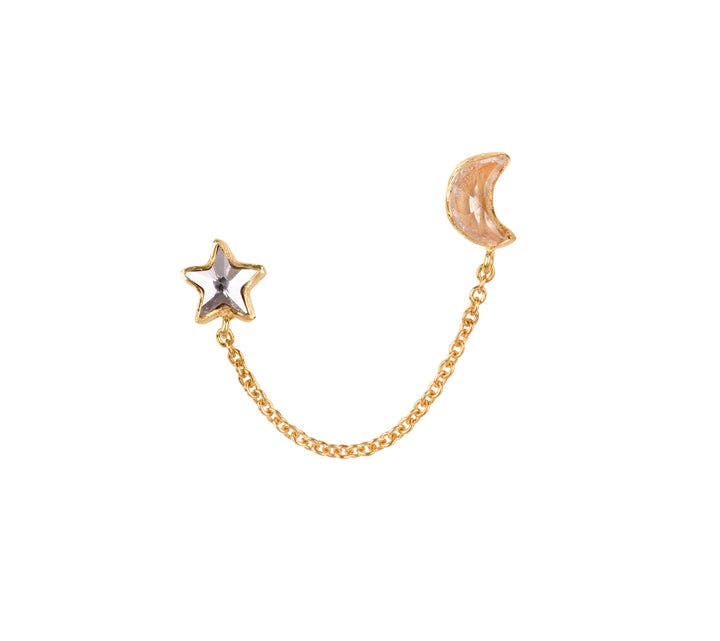 Moon and Star Double Stud Earring - READY TO SHIP