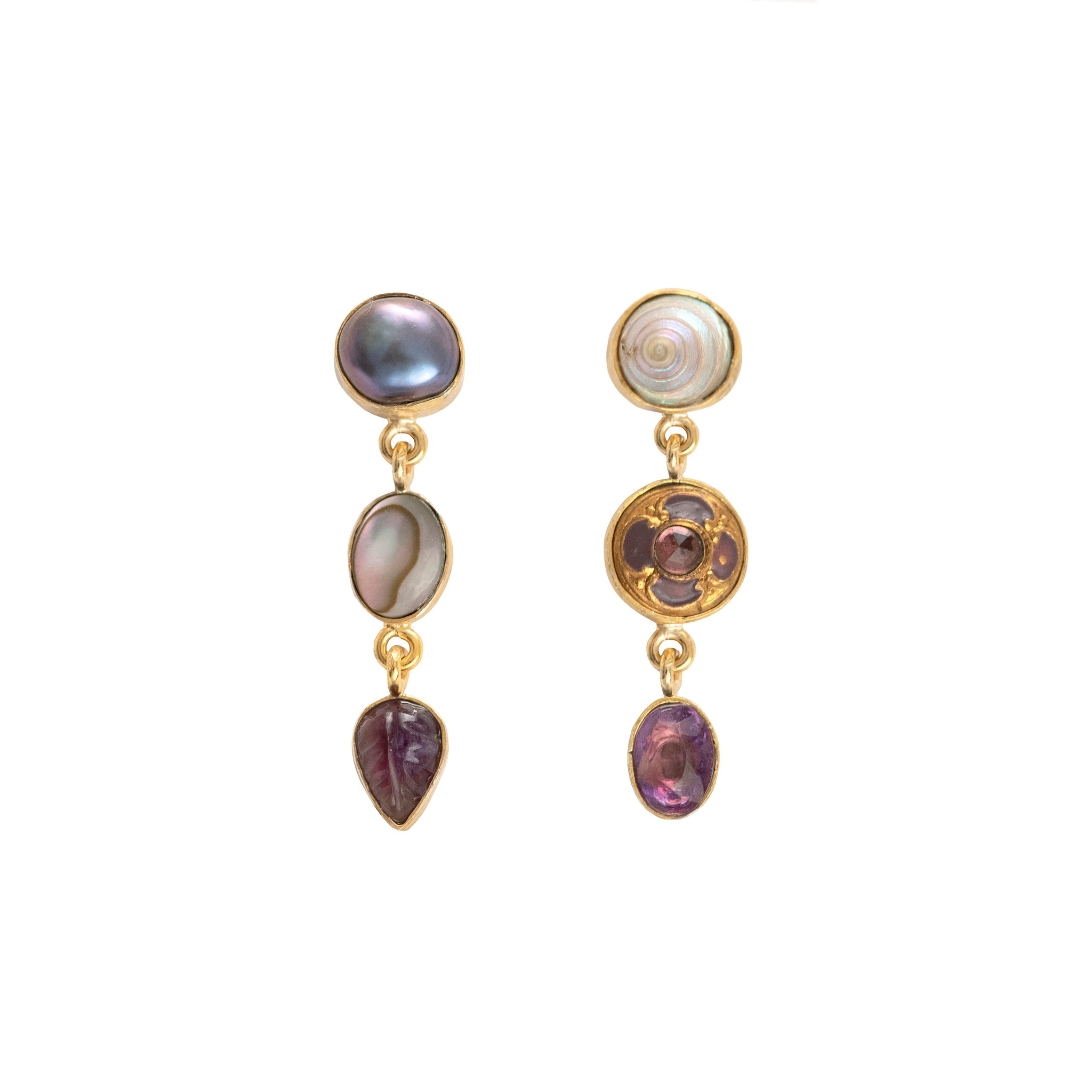 Three Charm Moving Drop Earrings - READY TO SHIP — Grainne Morton