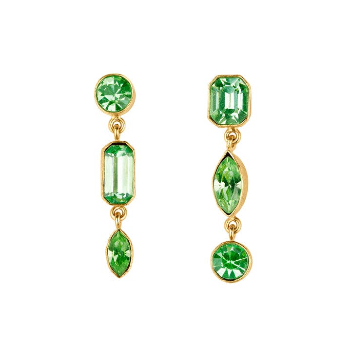 Three Drop Green Glow Earrings