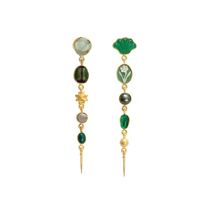 Five Charm With Victorian Drop Earrings
