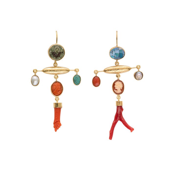 Coral & Turquoise Balance Drop Earrings