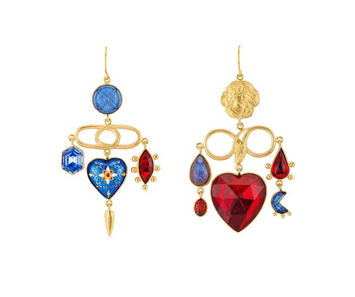 Heart & Serpent Decorative Linked Balance Earrings - LIMITED EDITION - READY TO SHIP