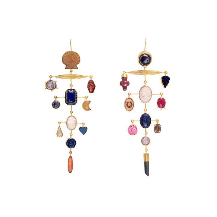 Multilayer Balance Pink & Blue Drop Earrings